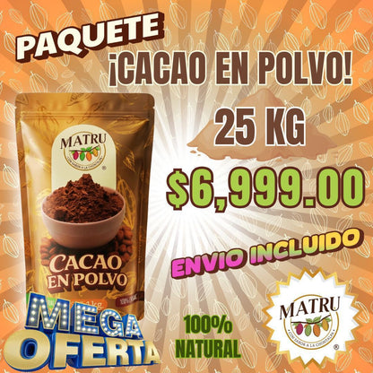 CACAO EN POLVO - Paquete Oro Mayorista 25 kg - Envío Gratis