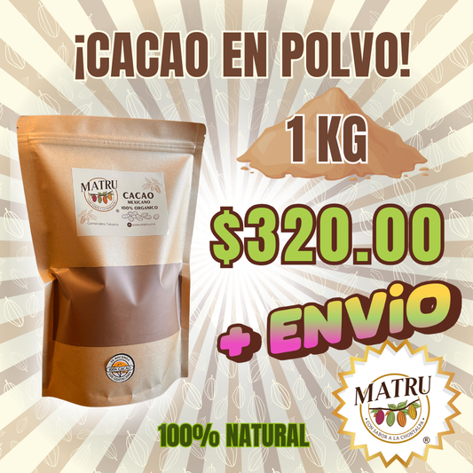 CACAO EN POLVO - 1KG 100% Natural